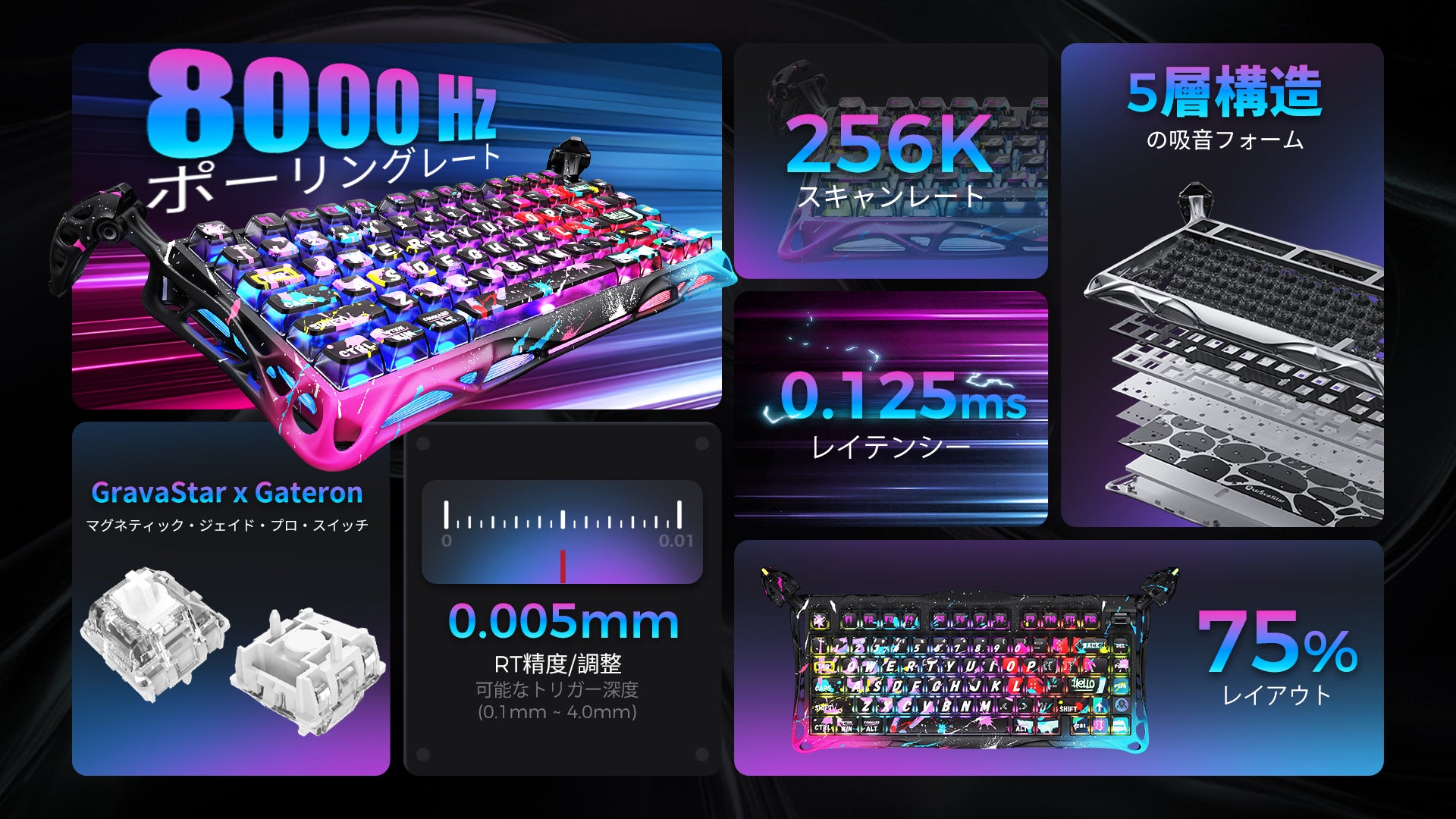 Mercury V75 Pro ネオングラフィティ ゲーミングキーボード