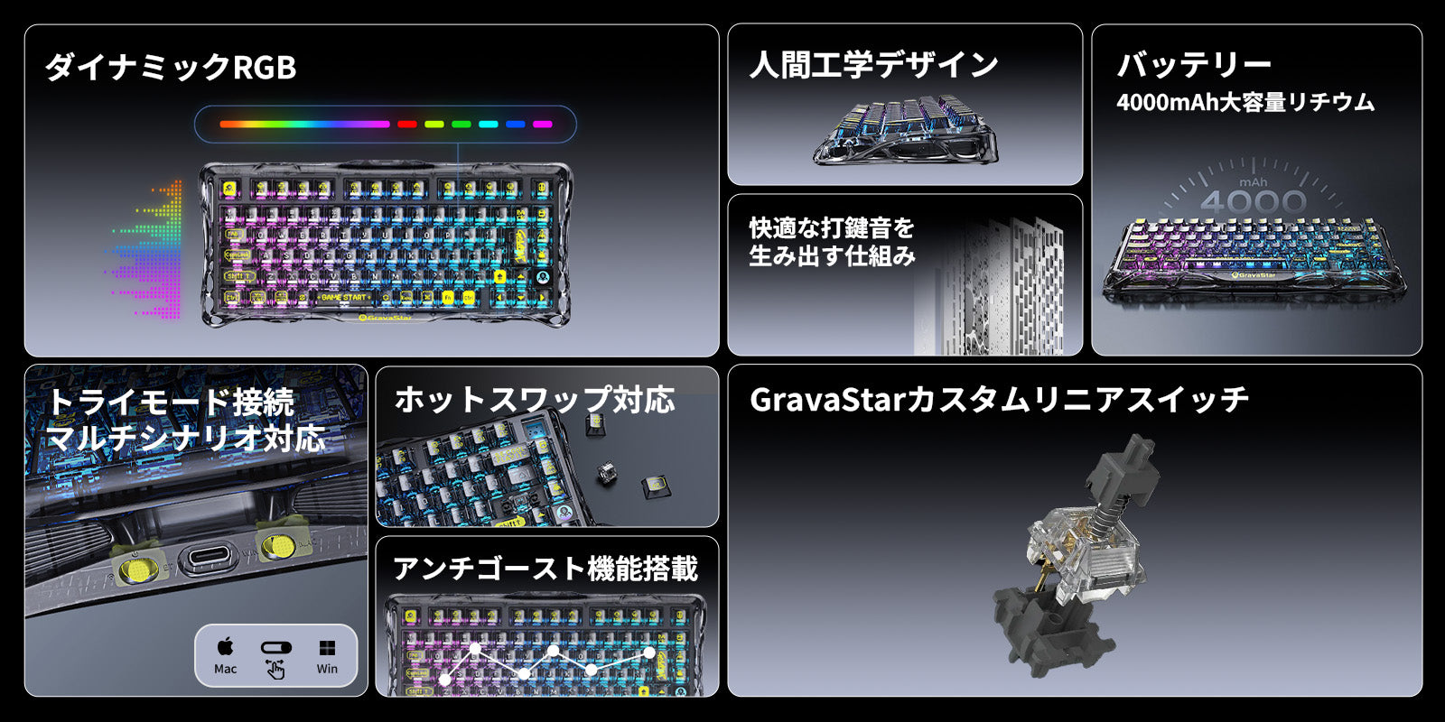 GravaStar Mercury K1 Lite トランスペアレントブラック | 75